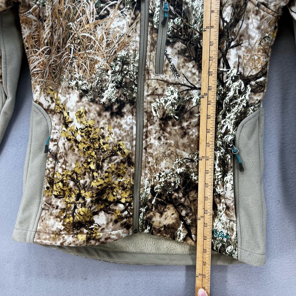Cabela's Outfither Jacket Women's Small Brown Woodland Camo Softshell Hunting - Picture 9 of 15